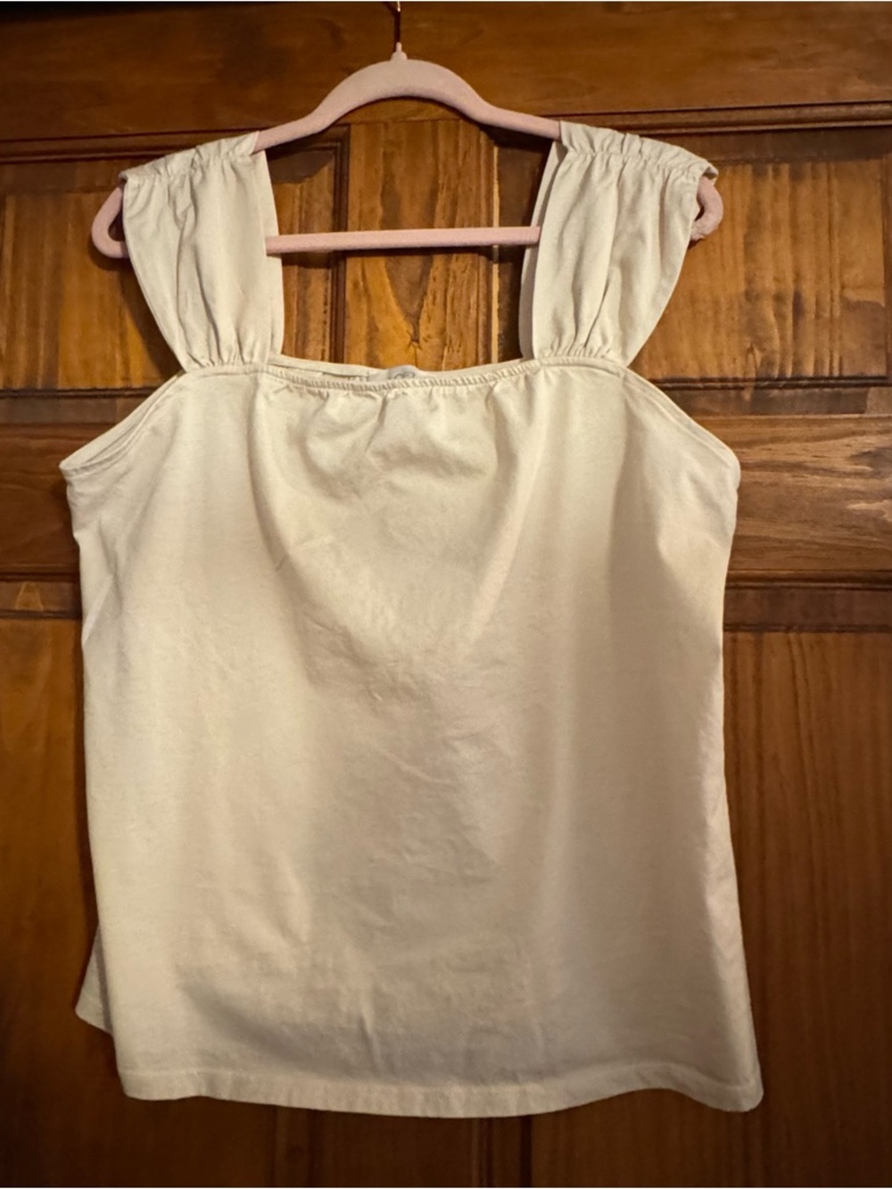 LOFT Outlet XL Cream Square-Neck Camisole w/Gathered Shoulder Straps PreownedEUC